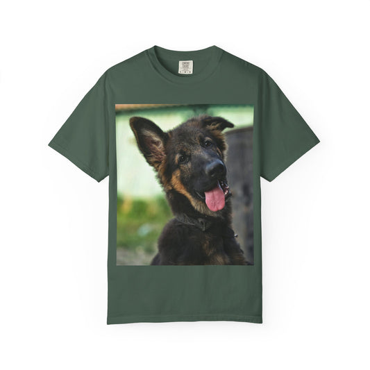 Happy Dog Graphic Unisex T-Shirt Featuring Cute German Shepherd Puppy