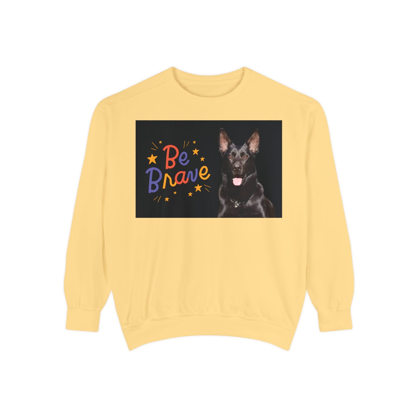 Be Brave Unisex Black German Shepherd Sweatshirt - Encouraging Pet-Themed Apparel for Dog Lovers