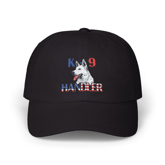 Embroidered K9 Handler Classic Dad Cap Featuring a White German Shepherd