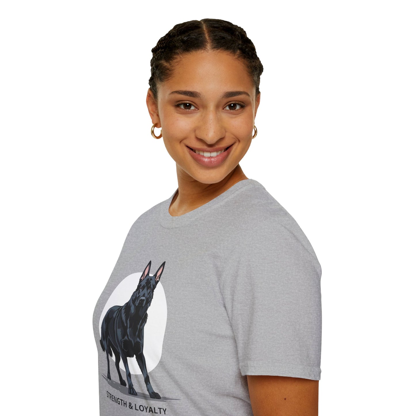 Strength & Loyalty German Shepherd Dog T-Shirt, Unisex Pet Lover Tee, Gifts for Dog Owners, Animal Lovers Apparel, Casual Everyday Wear, Black Dog Shirt