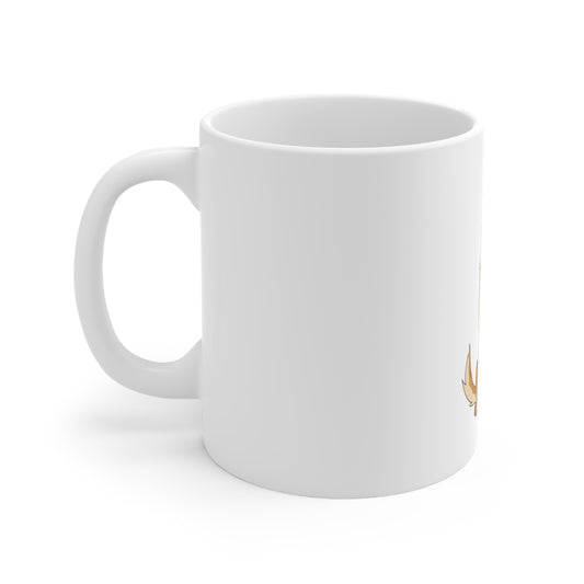 White Ceramic Dog Lover Mug, 11oz With a Cartoon of Funny German Shepherd