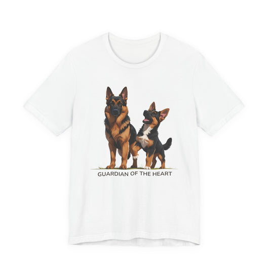 German Shepherd and Puppy Tee - Guardian of the Heart, Gifting for Pet Owners, Cute Graphic Shirt, Perfect for Birthdays, Dog-Themed Apparel