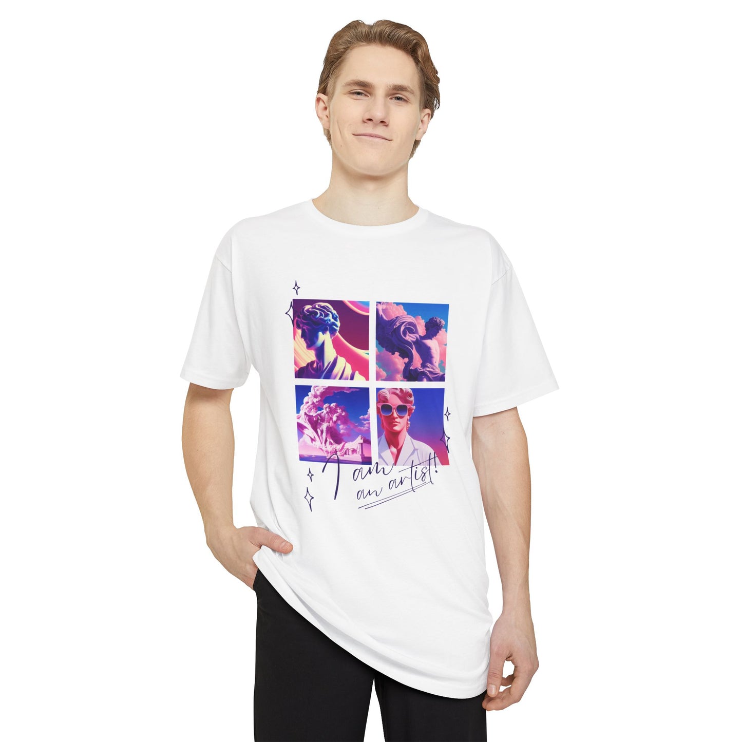 Urban Graphic Tee with Artistic Collage Design, Streetwear Fashion, Unisex Apparel, Casual Wear, Gift for Art Lovers