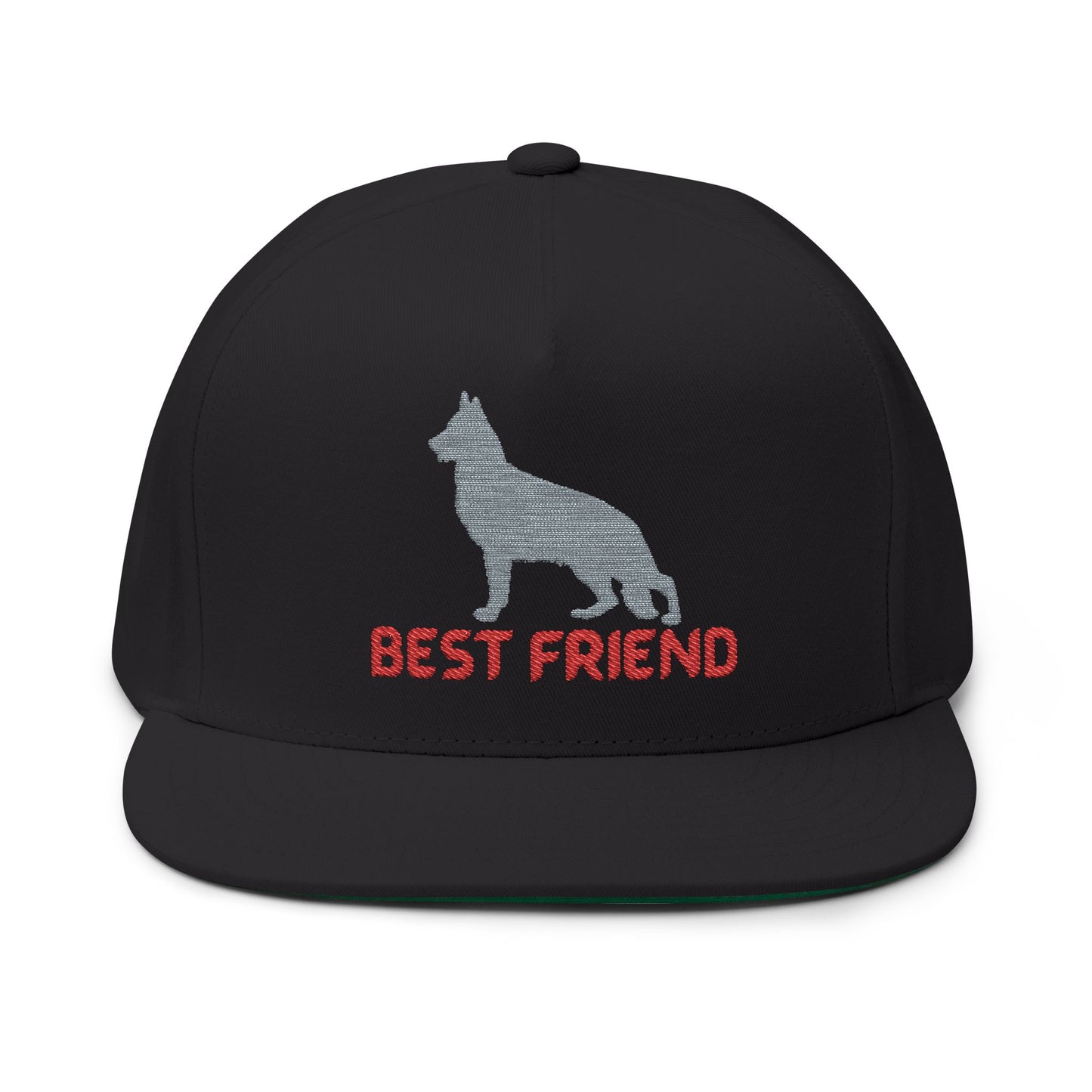 German Shepherd Flat Bill Embroidered Cap - Best Friend