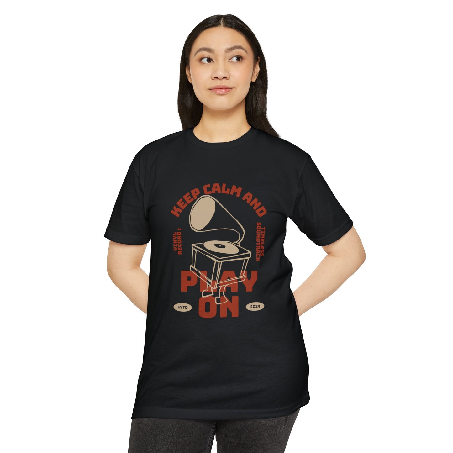 Retro Music Vibe T-Shirt, Unisex Tee, Gift for Music Lovers, Keep Calm and Play On Shirt, Casual Summer Wear, Music Themed Apparel