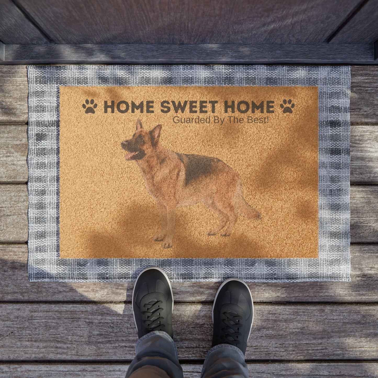Personalized German Shepherd Doormat - "Home Sweet Home, Guarded By The Best!"