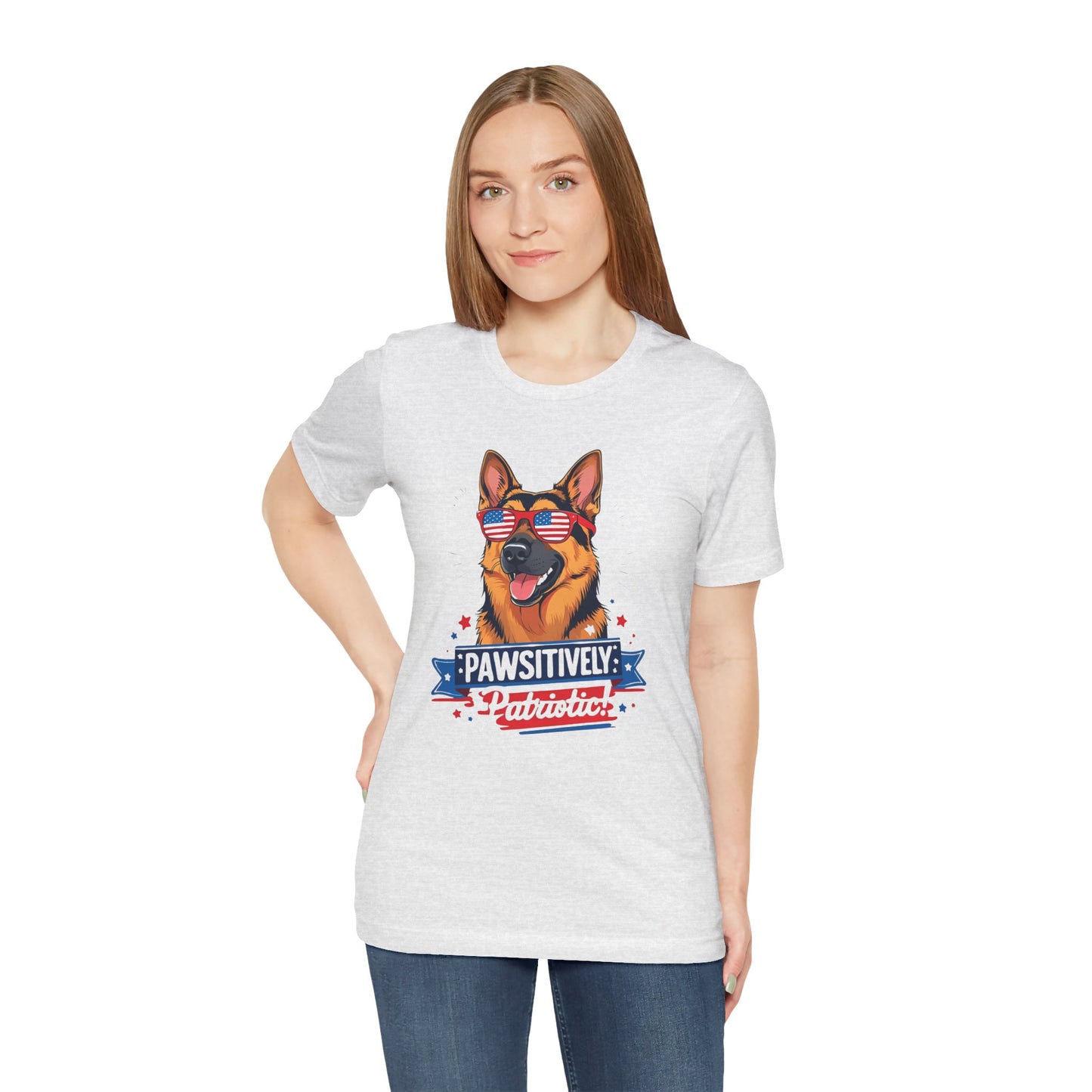 Pawsitively Patriotic German Shepherd Dog Tee, Unisex T-Shirt, Perfect for Summer Celebrations, Pet Lovers Gift, 4th of July Apparel