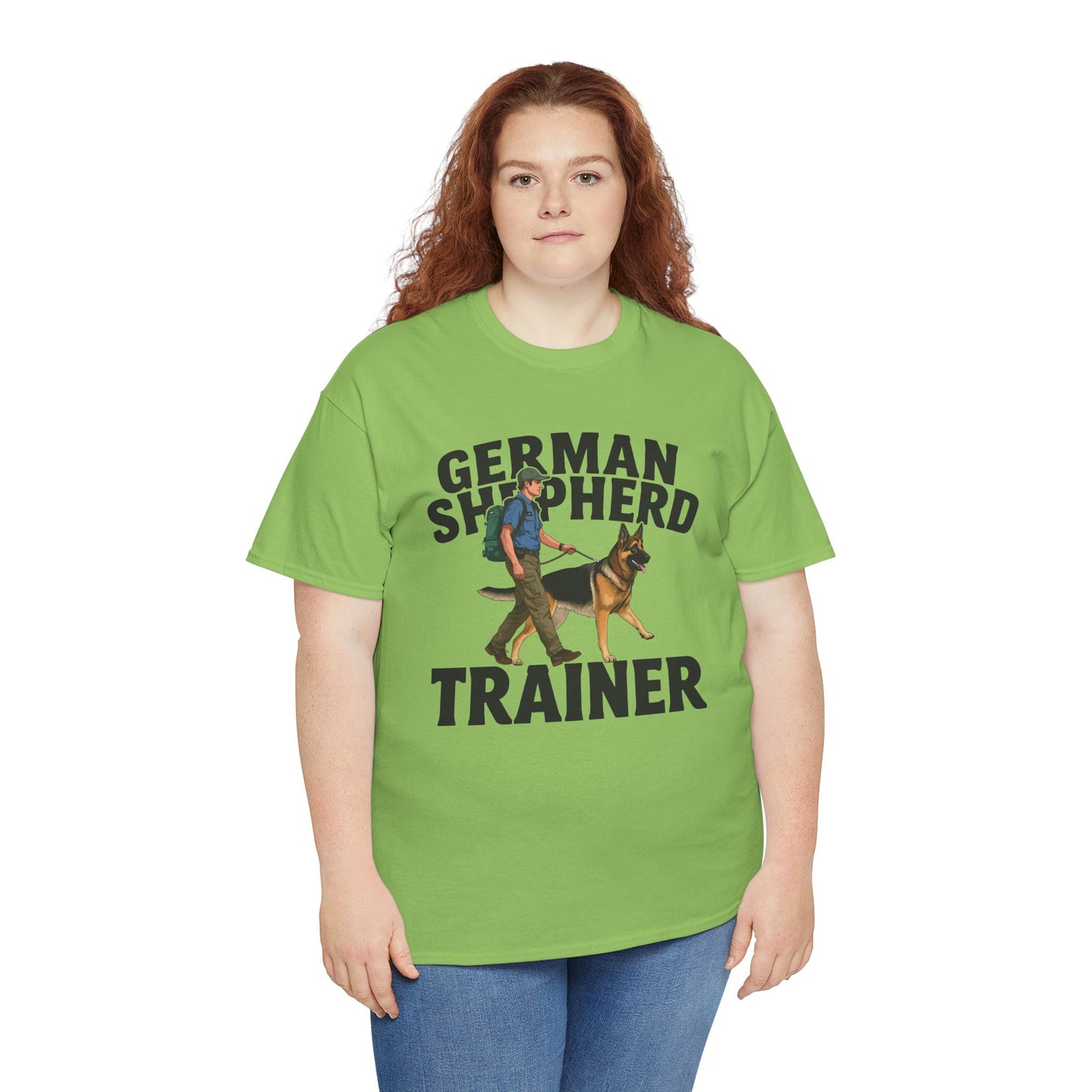 German Shepherd Trainer Tee - Man Holding a German Shepherd | Dog Lover Gift