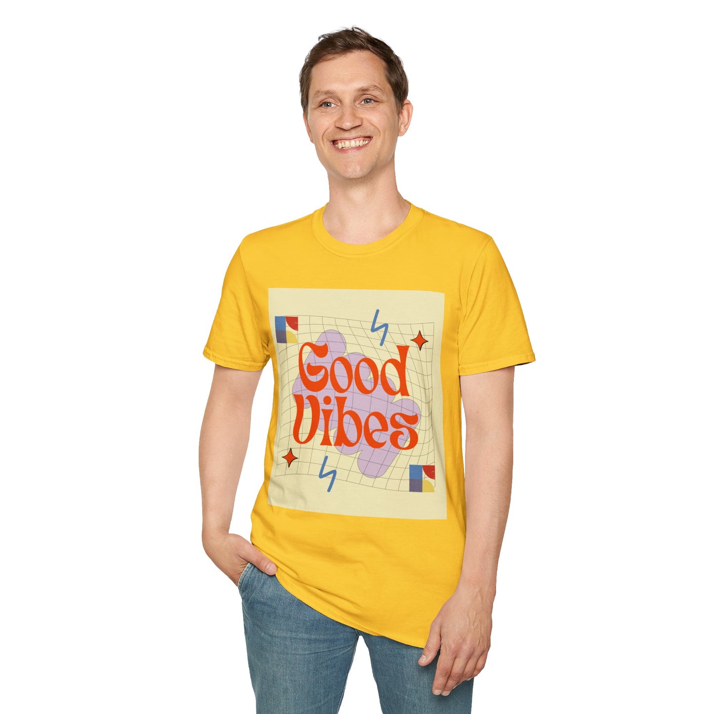 Good Vibes Unisex Softstyle T-Shirt, Relaxed Fit Tee, Casual Wear, Gift Idea, Positive Quotes, Everyday Comfort, Summer Fashion