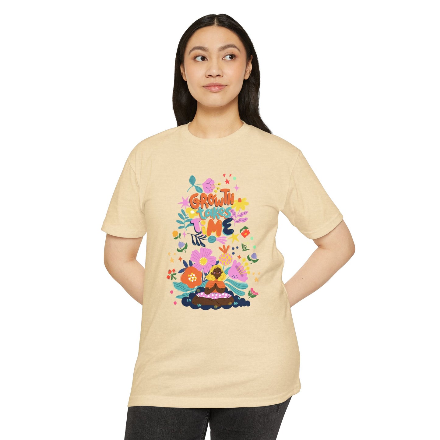 Growth Takes Time Floral Unisex T-Shirt, Spring Tee, Inspirational T-Shirt, Casual Wear, Unique Gift Idea
