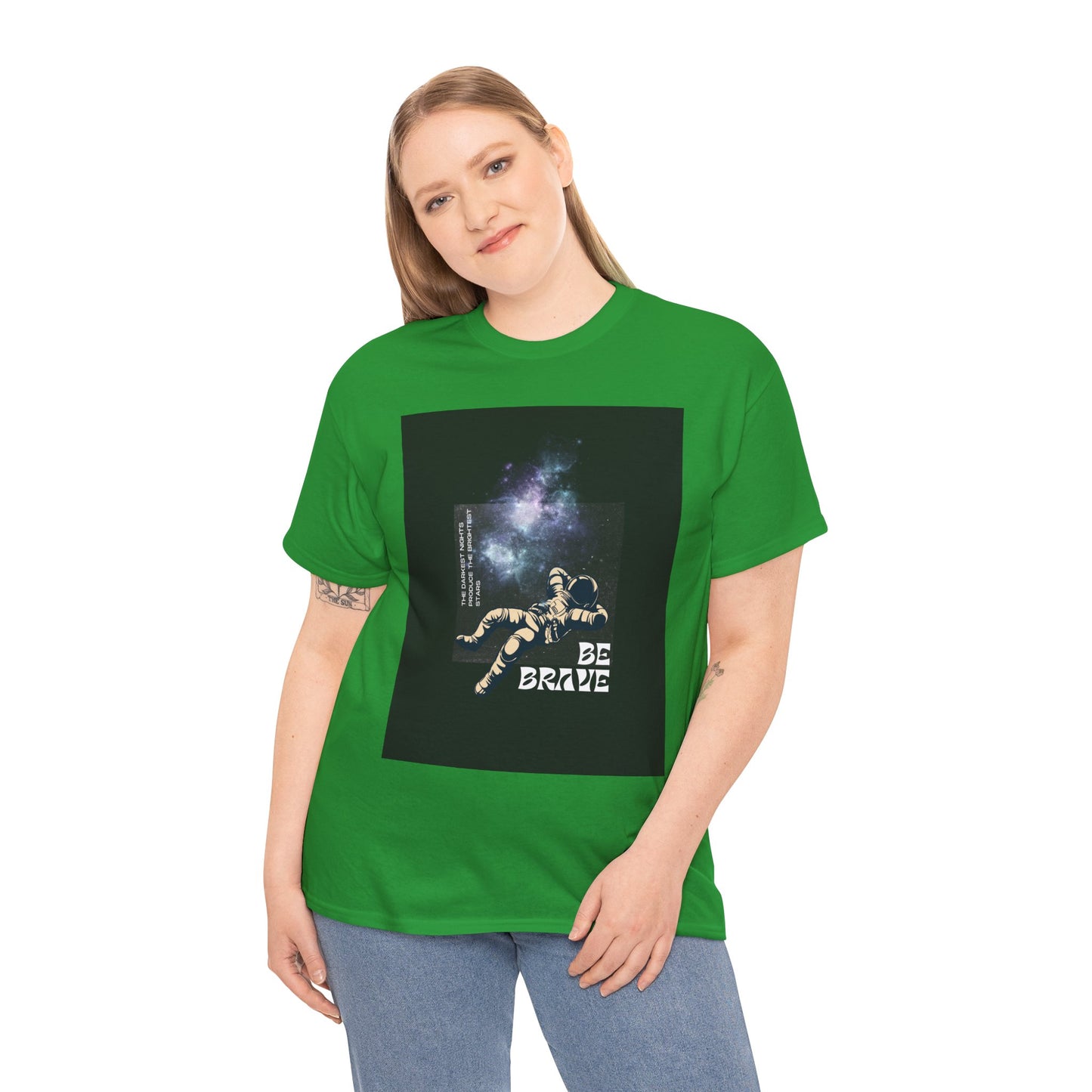 Be Brave Tee, Inspirational T-Shirt, Unisex Cotton Top, Space Graphic Shirt, Motivational Gift, Everyday Wear