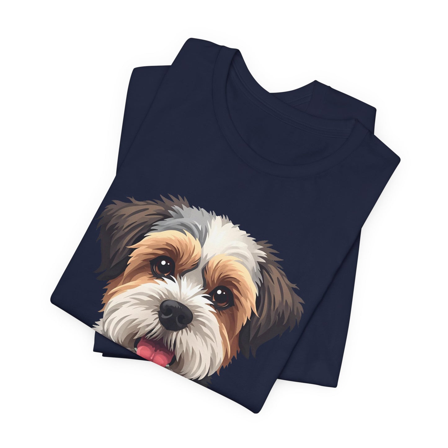 Unisex Dog Lover T-Shirt Featuring a 3D Design of Cute Fluffy Bichon Frise Mix | Gift for Dog Owners