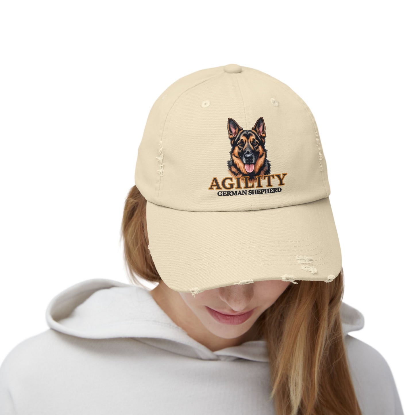 German Shepherd Agility Cap, Distressed Unisex Baseball Hat, Dog Lover Gift, Pet Training Accessory, Outdoor Sports Apparel