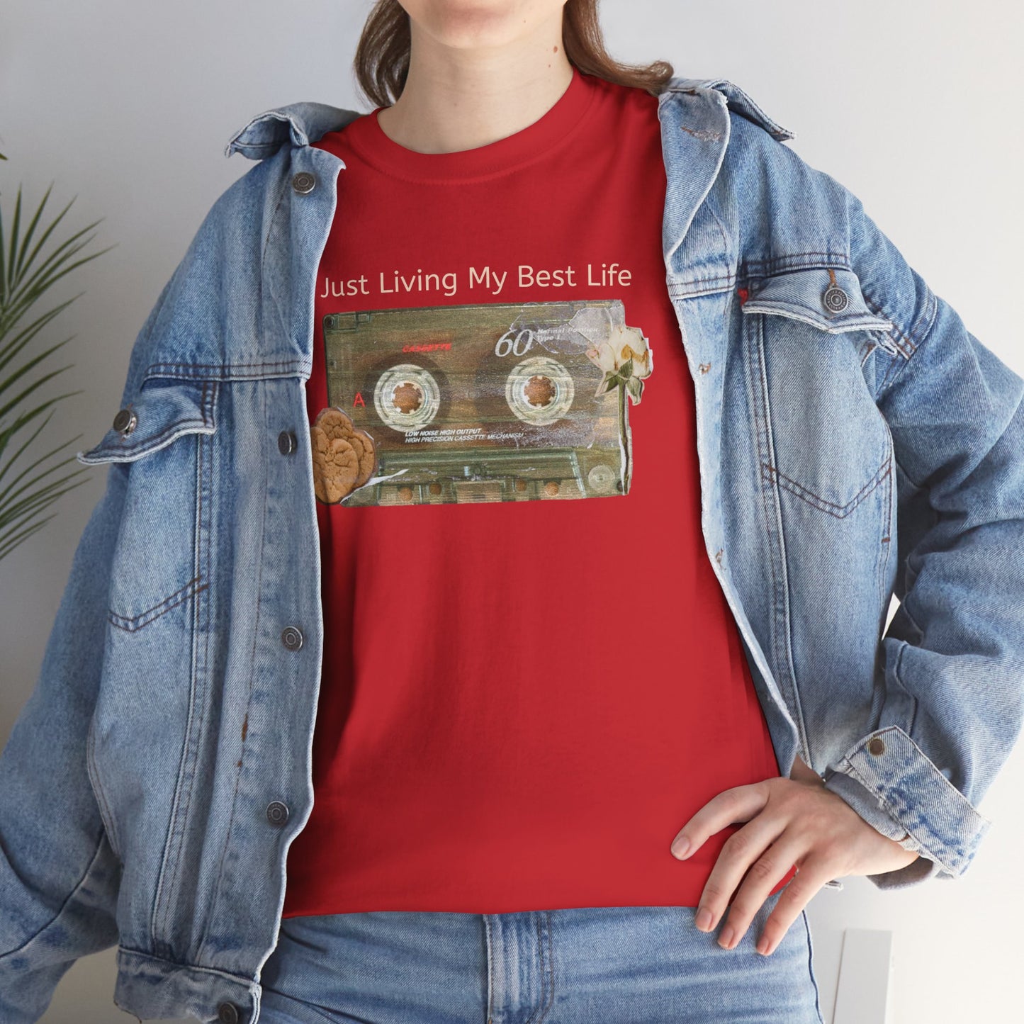 Just Living My Best Life Tee, Vintage Cassette T-Shirt, Casual Wear, Gift for Friends, Music Lover's Apparel