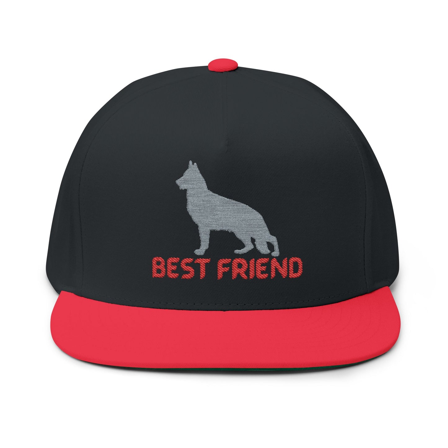 German Shepherd Flat Bill Embroidered Cap - Best Friend