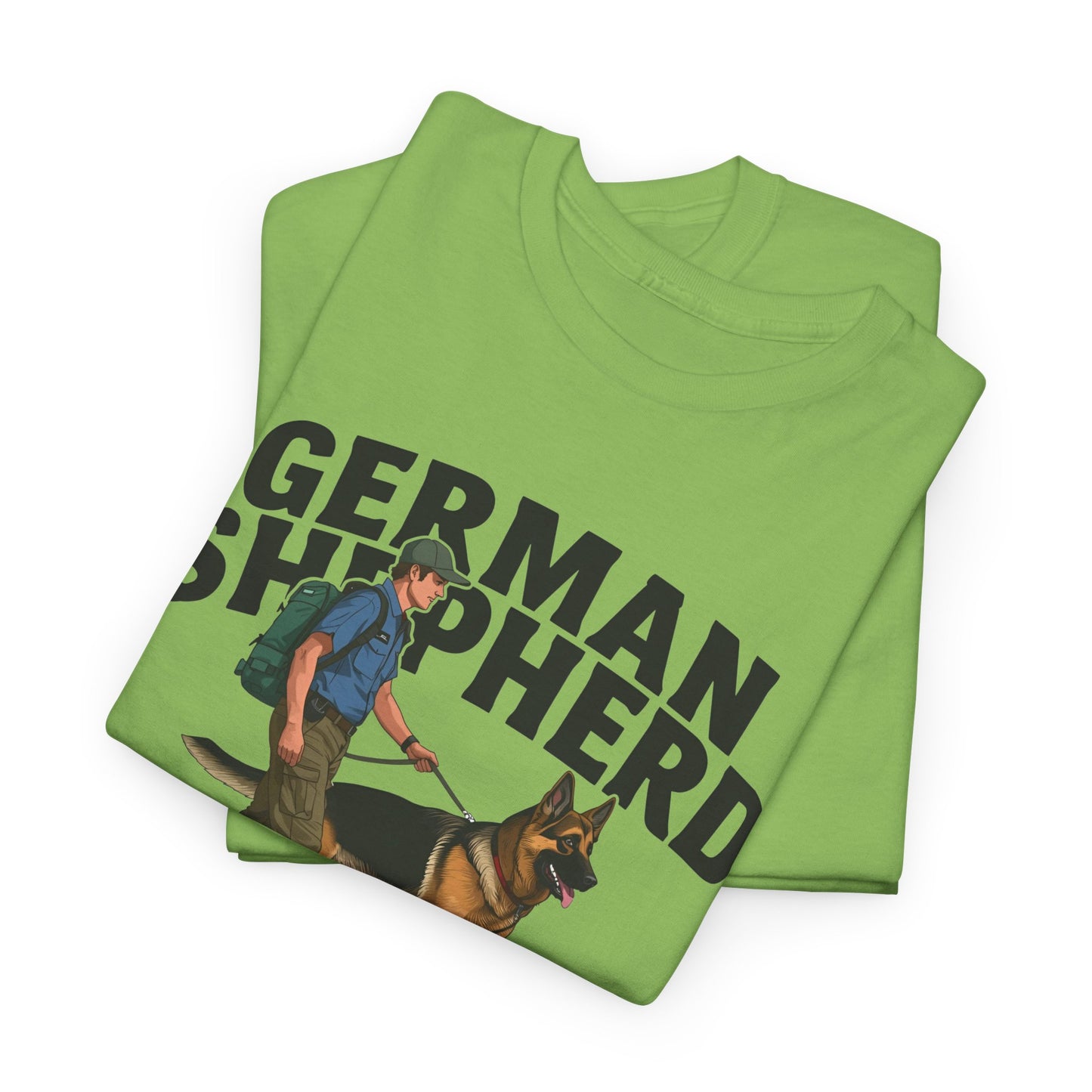 German Shepherd Trainer Tee - Man Holding a German Shepherd | Dog Lover Gift