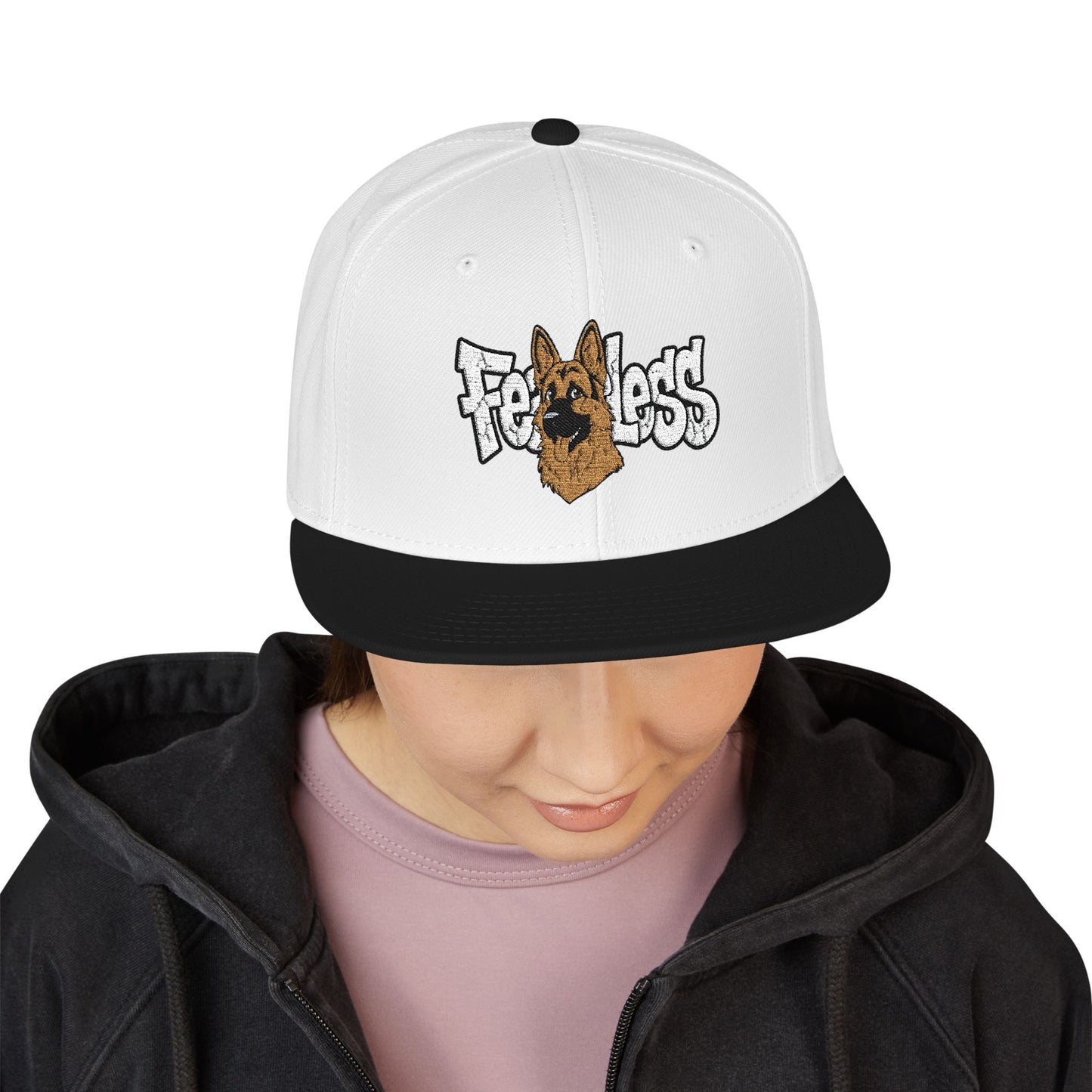 German Shepherd Embroidered Snapback Hat - Fearless