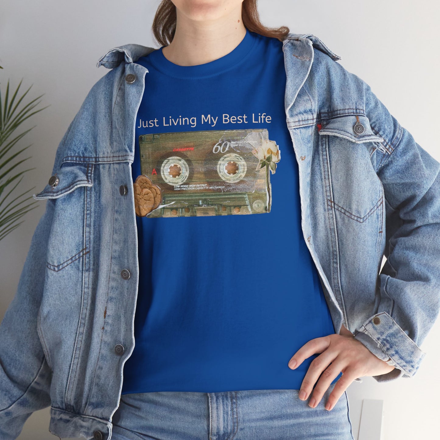 Just Living My Best Life Tee, Vintage Cassette T-Shirt, Casual Wear, Gift for Friends, Music Lover's Apparel