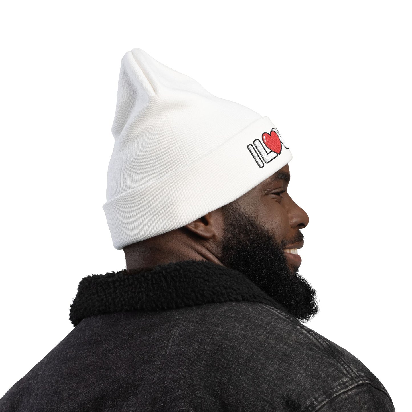 Cozy Dog Lover Knit Beanie with Embroidery - I Love German Shepherd, Winter Hat