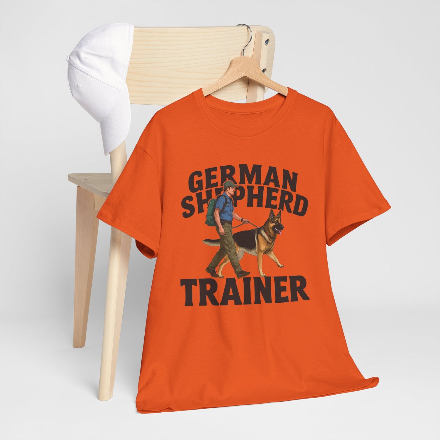 German Shepherd Trainer Tee - Man Holding a German Shepherd | Dog Lover Gift