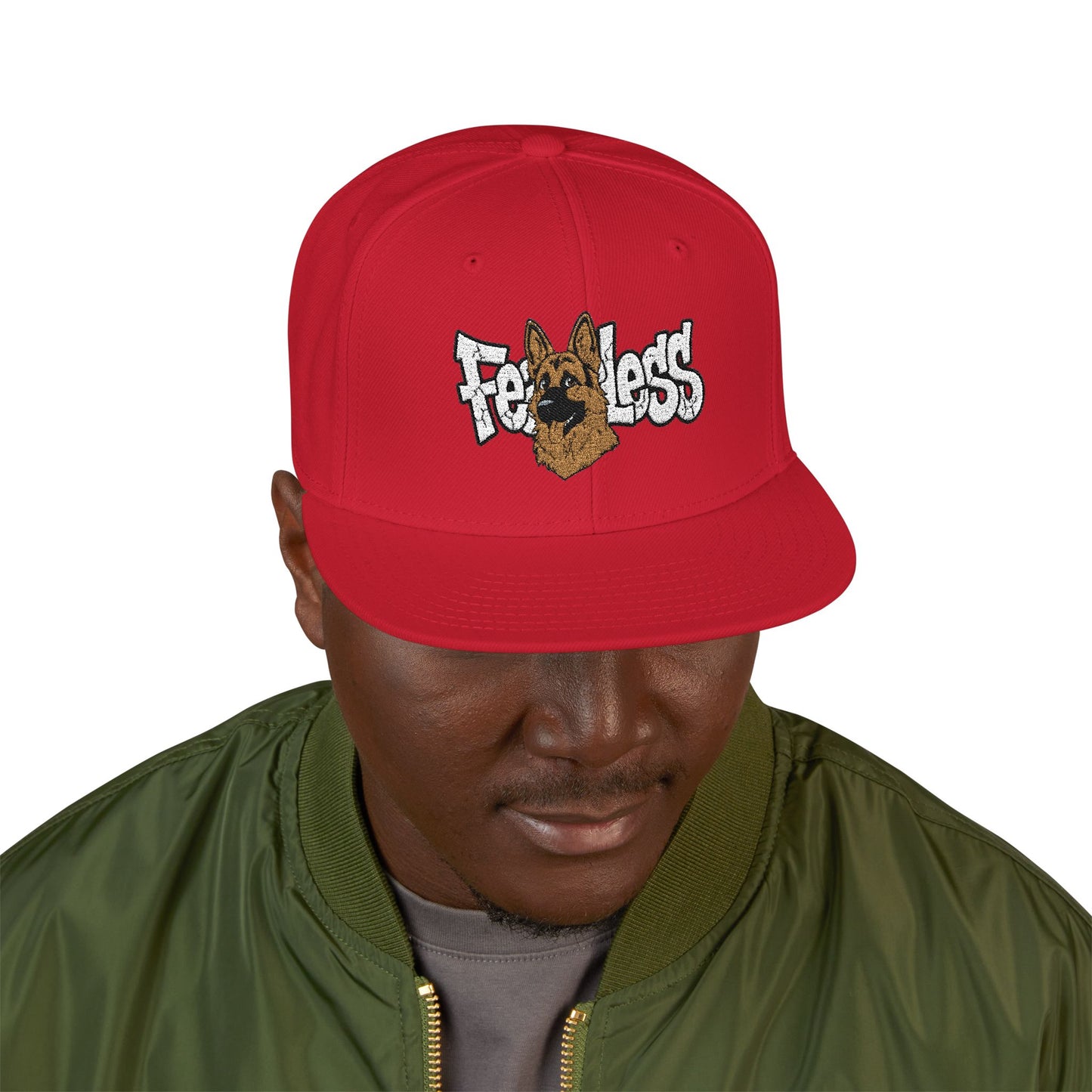 German Shepherd Embroidered Snapback Hat - Fearless