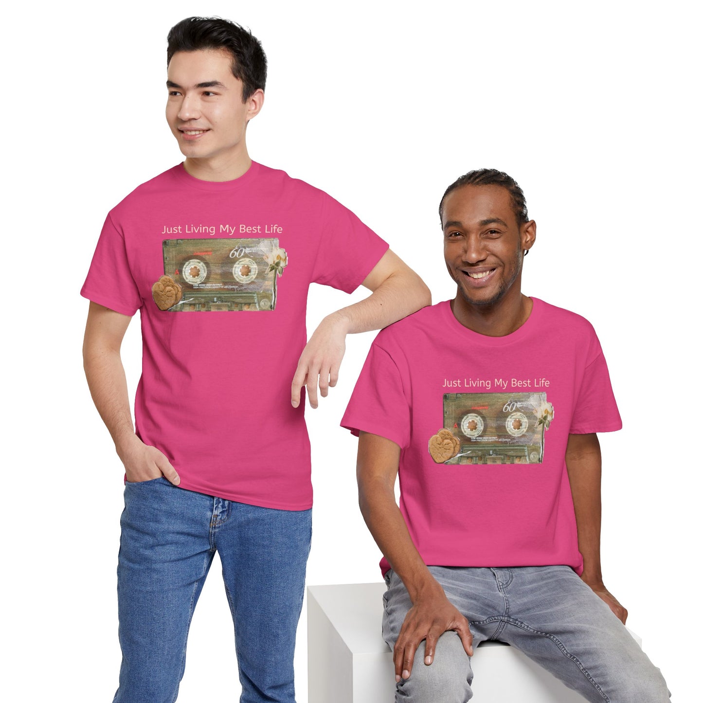 Just Living My Best Life Tee, Vintage Cassette T-Shirt, Casual Wear, Gift for Friends, Music Lover's Apparel