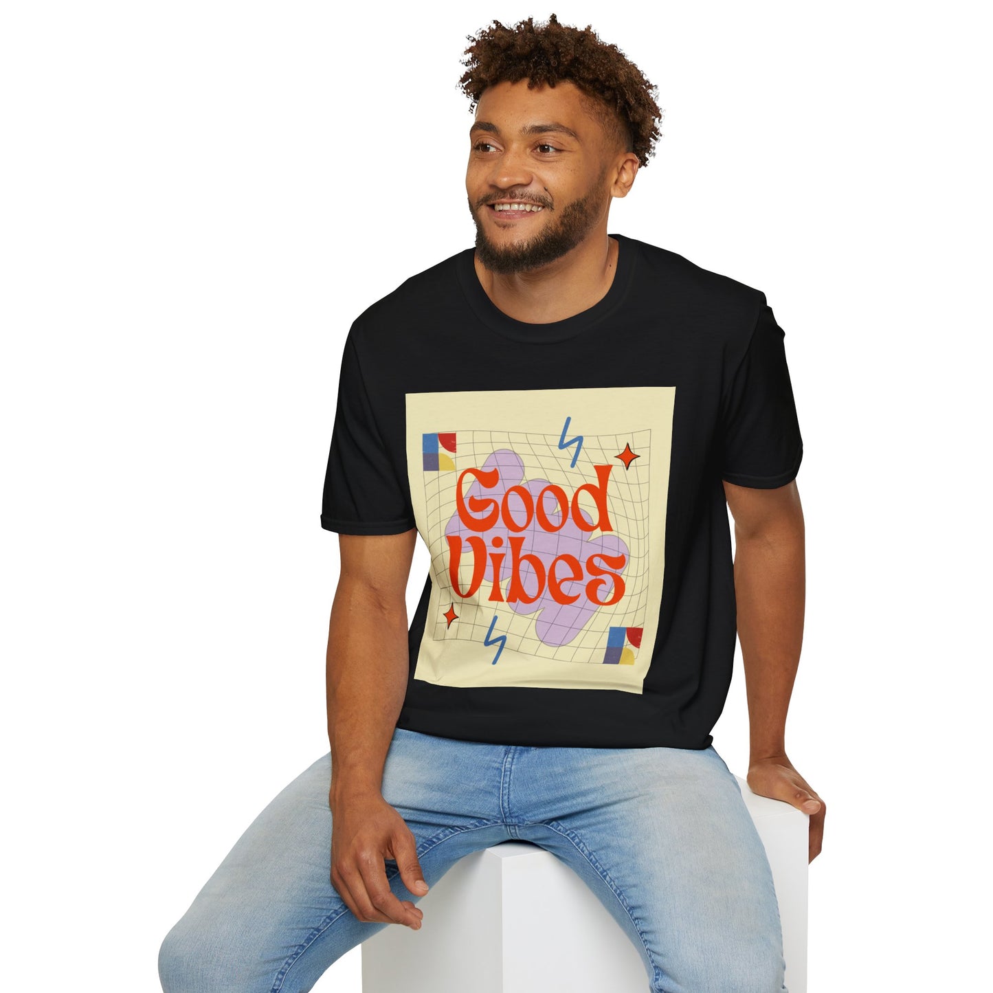 Good Vibes Unisex Softstyle T-Shirt, Relaxed Fit Tee, Casual Wear, Gift Idea, Positive Quotes, Everyday Comfort, Summer Fashion