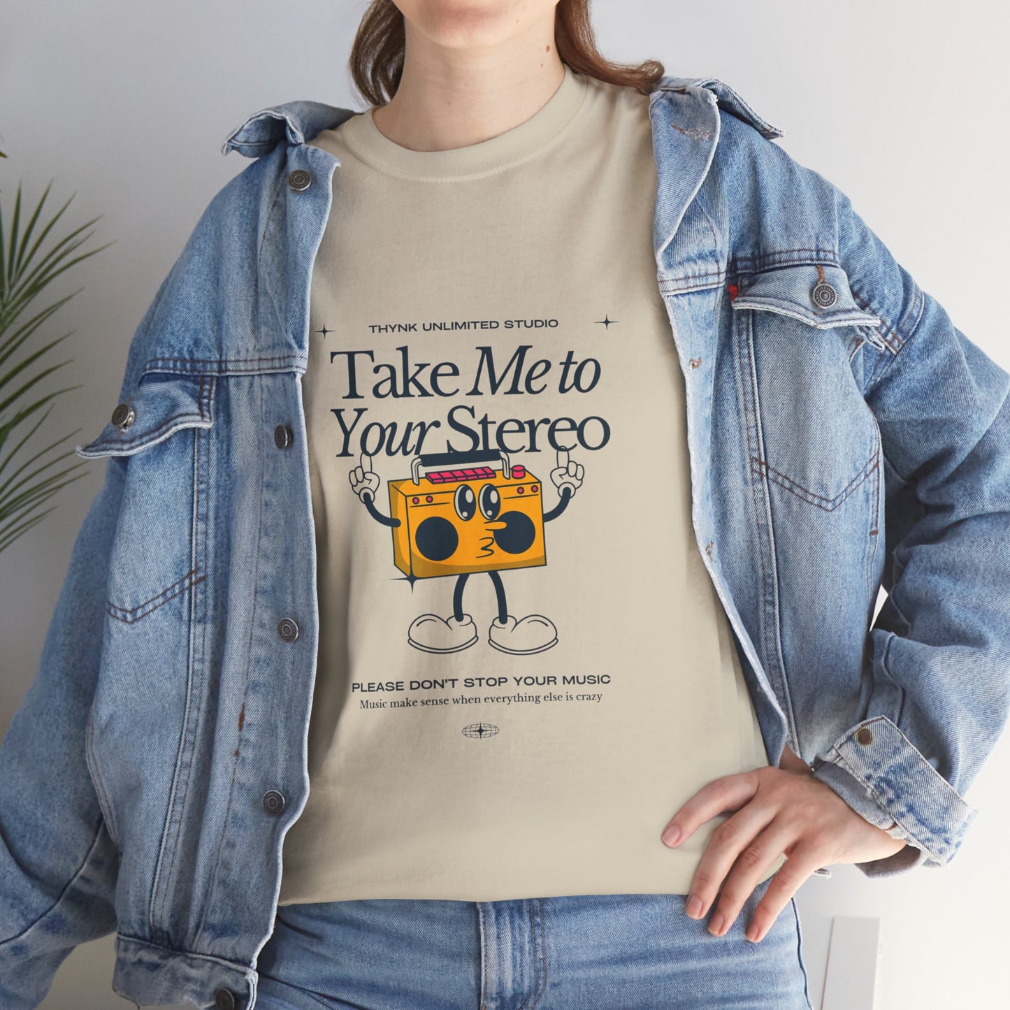 Retro Music Lover Tee - Take Me To Your Stereo, Vintage Style Shirt, Graphic T-Shirt, Unisex Cotton Top, Perfect Gift for Musicians, Summer Outfit
