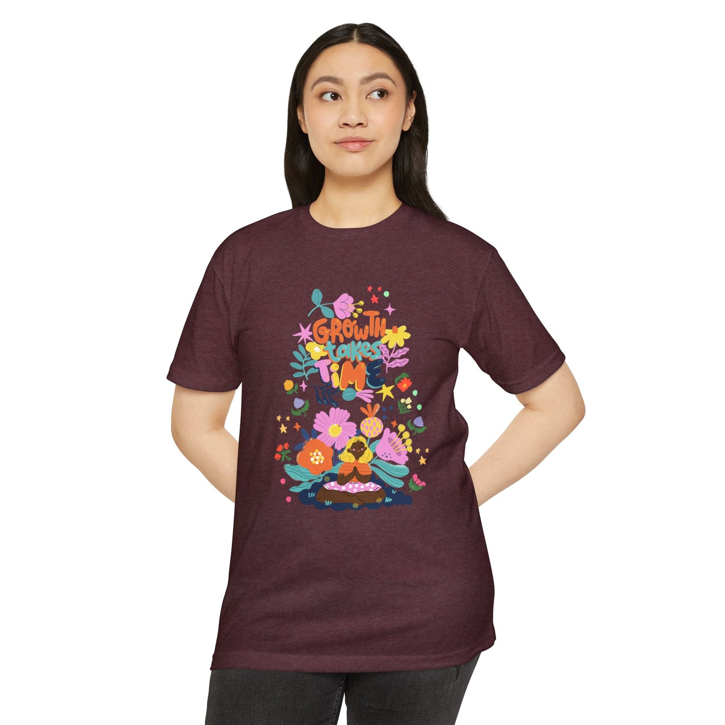 Growth Takes Time Floral Unisex T-Shirt, Spring Tee, Inspirational T-Shirt, Casual Wear, Unique Gift Idea