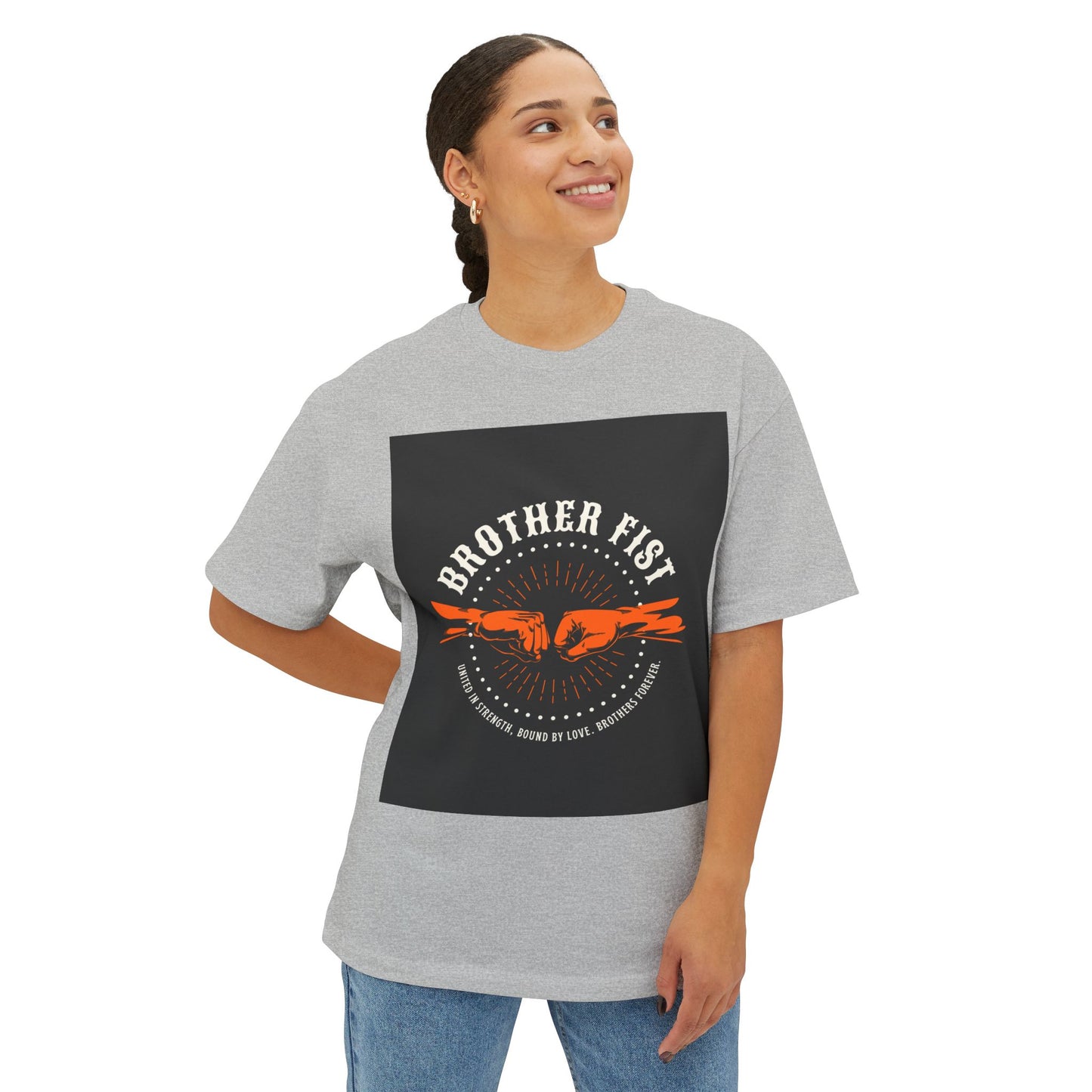 Brother Fist Unisex Oversized Boxy Tee, Casual Graphic Shirt, Streetwear Tee, Gift for Friends, Motivational T-Shirt