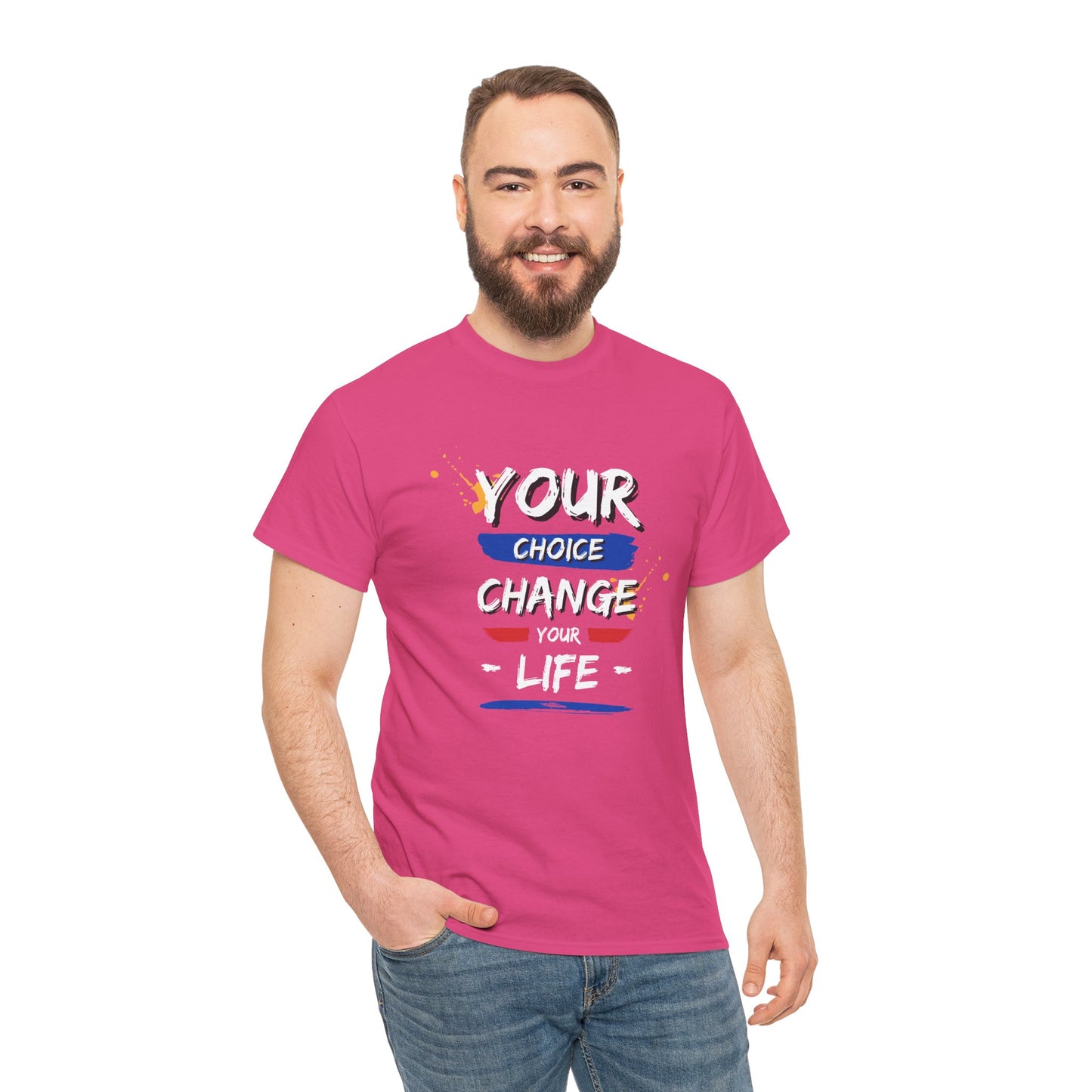 Inspirational Quote Unisex Heavy Cotton Tee - "Your Choice Change For Life", Motivational Shirt, Casual Wear, Gift Idea, Everyday Comfort