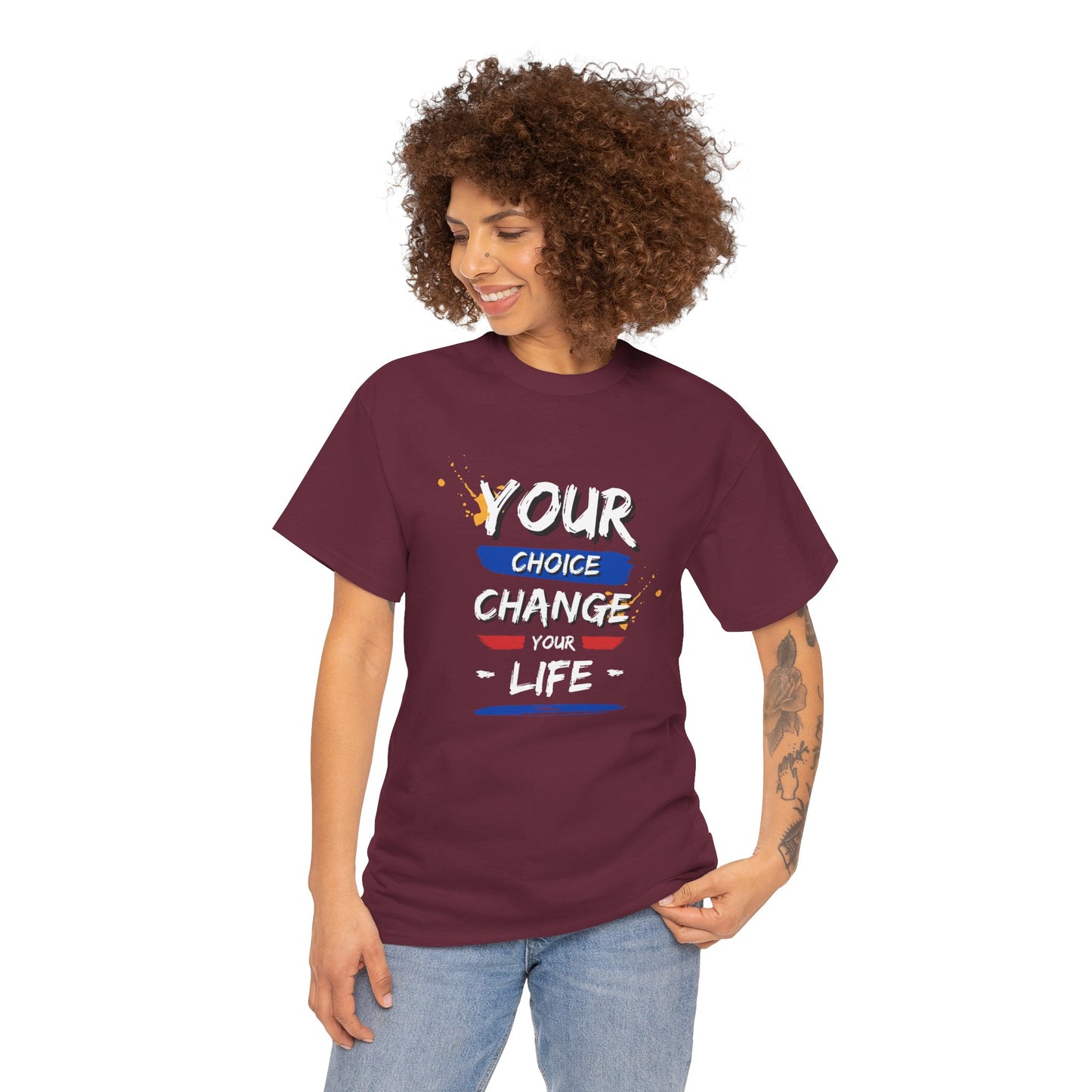 Inspirational Quote Unisex Heavy Cotton Tee - "Your Choice Change For Life", Motivational Shirt, Casual Wear, Gift Idea, Everyday Comfort