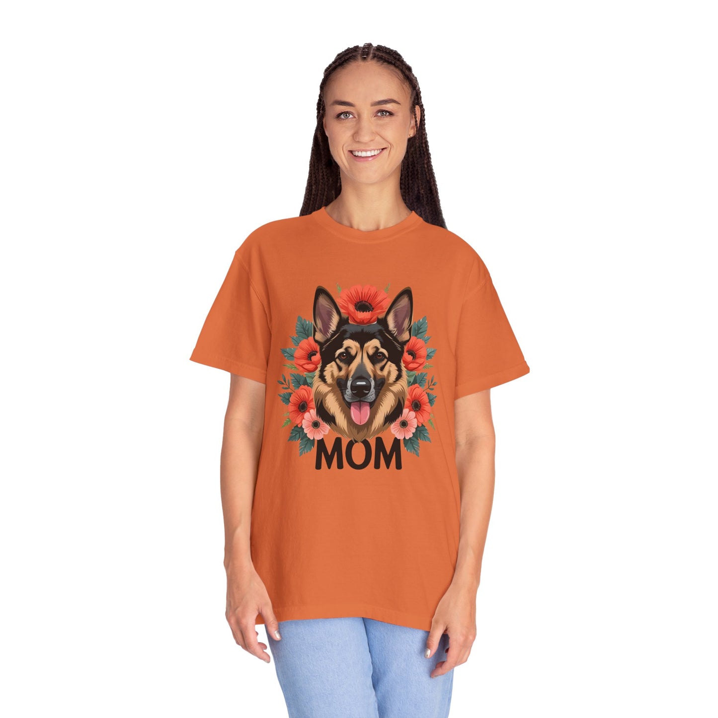 Floral German Shepherd Dog Mom T-Shirt, Perfect Gift for Dog Lovers, Mother’s Day, Birthday, Casual Wear, Comfortable Everyday Tee