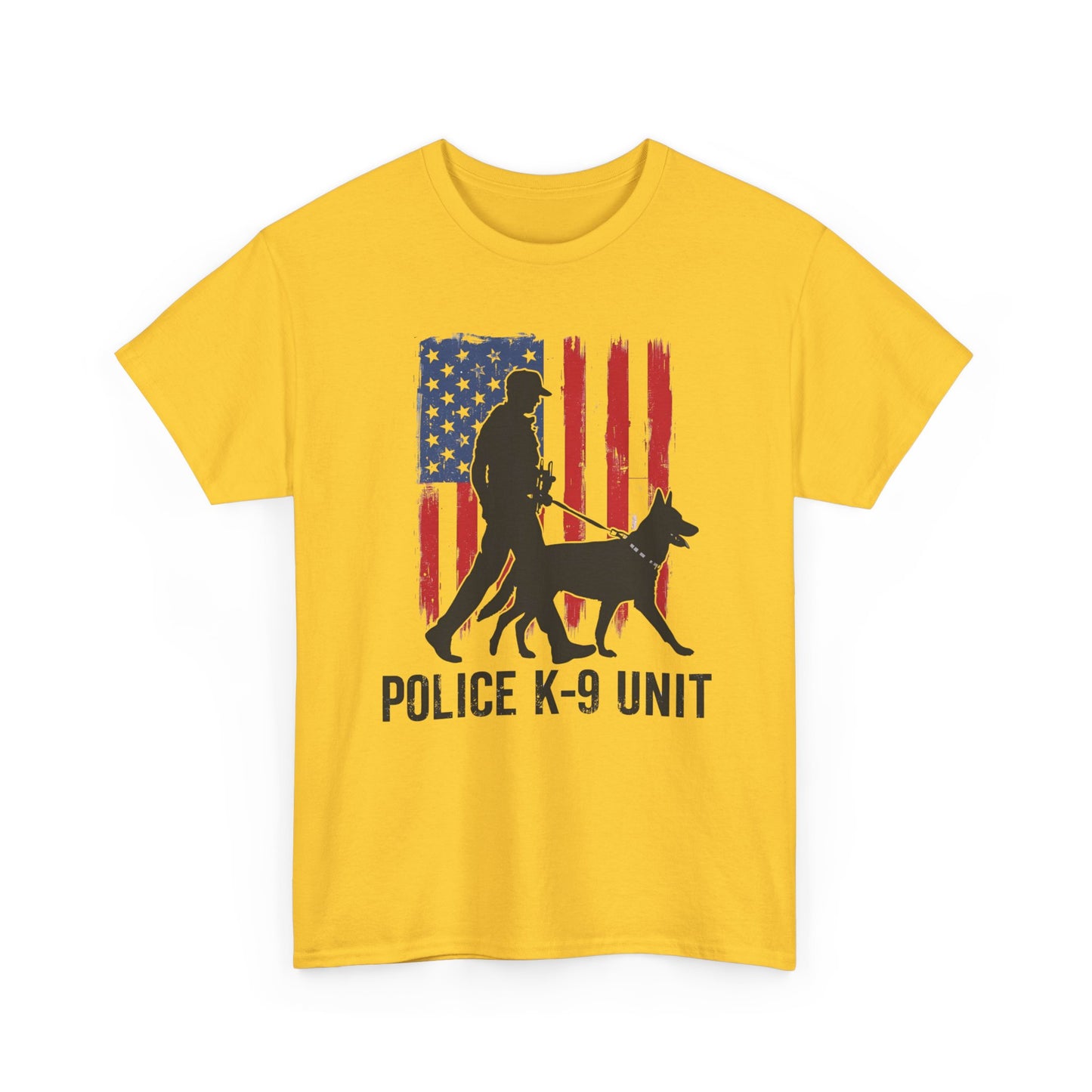 Patriotic Police K-9 Unit Heavy Cotton Tee, Unisex Cotton Shirt for Dog Lovers, Law Enforcement Apparel, Gifts for Police Officers