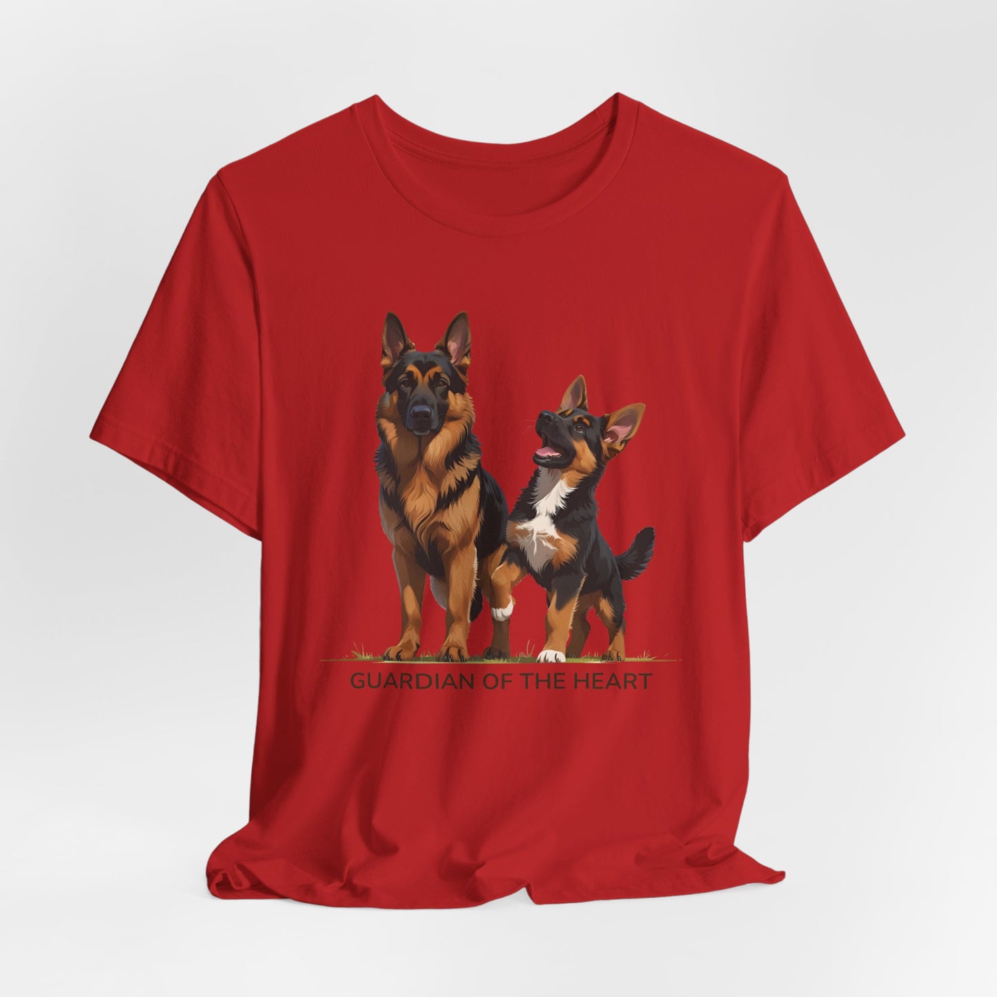 German Shepherd and Puppy Tee - Guardian of the Heart, Gifting for Pet Owners, Cute Graphic Shirt, Perfect for Birthdays, Dog-Themed Apparel