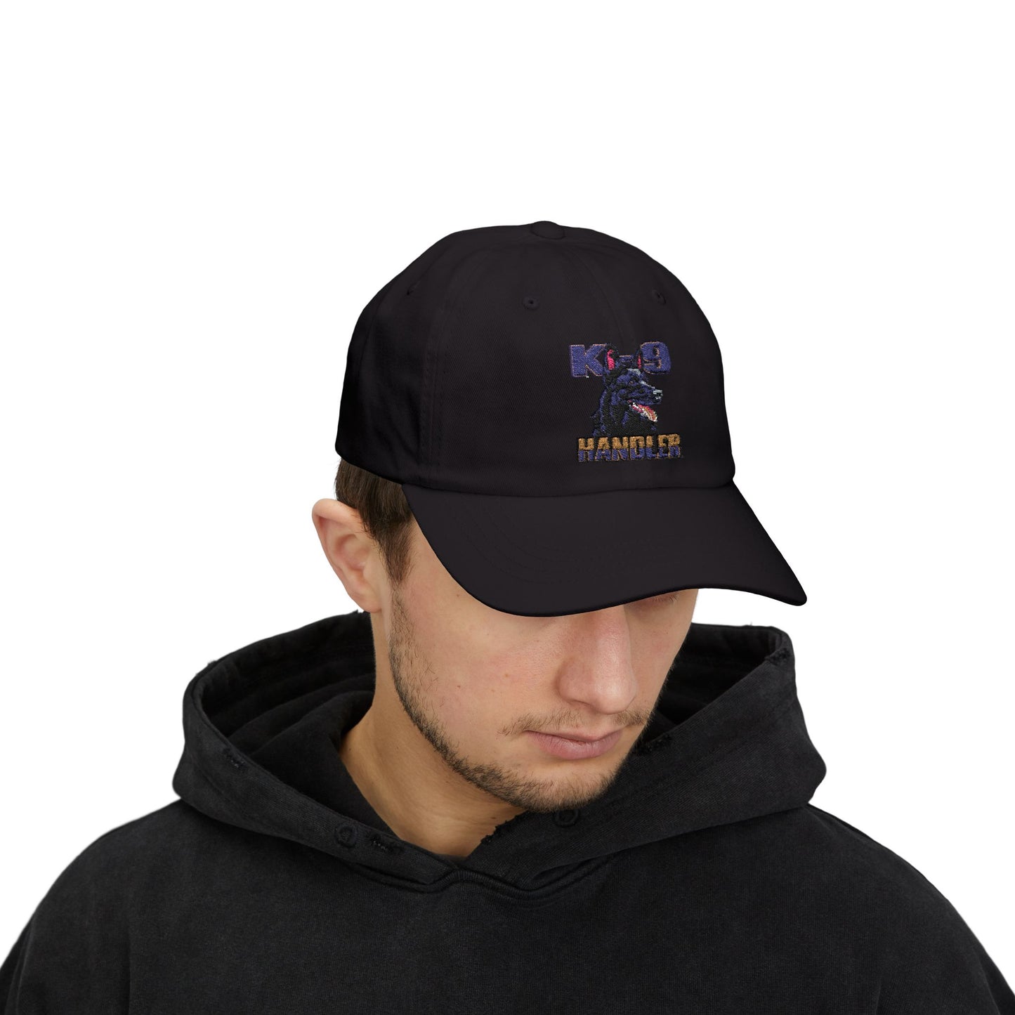 Embroidered K9 Handler Classic Dad Cap - Featuring a Black German Shepherd, Adjustable Cap for Pet Owners, Outdoor Hat