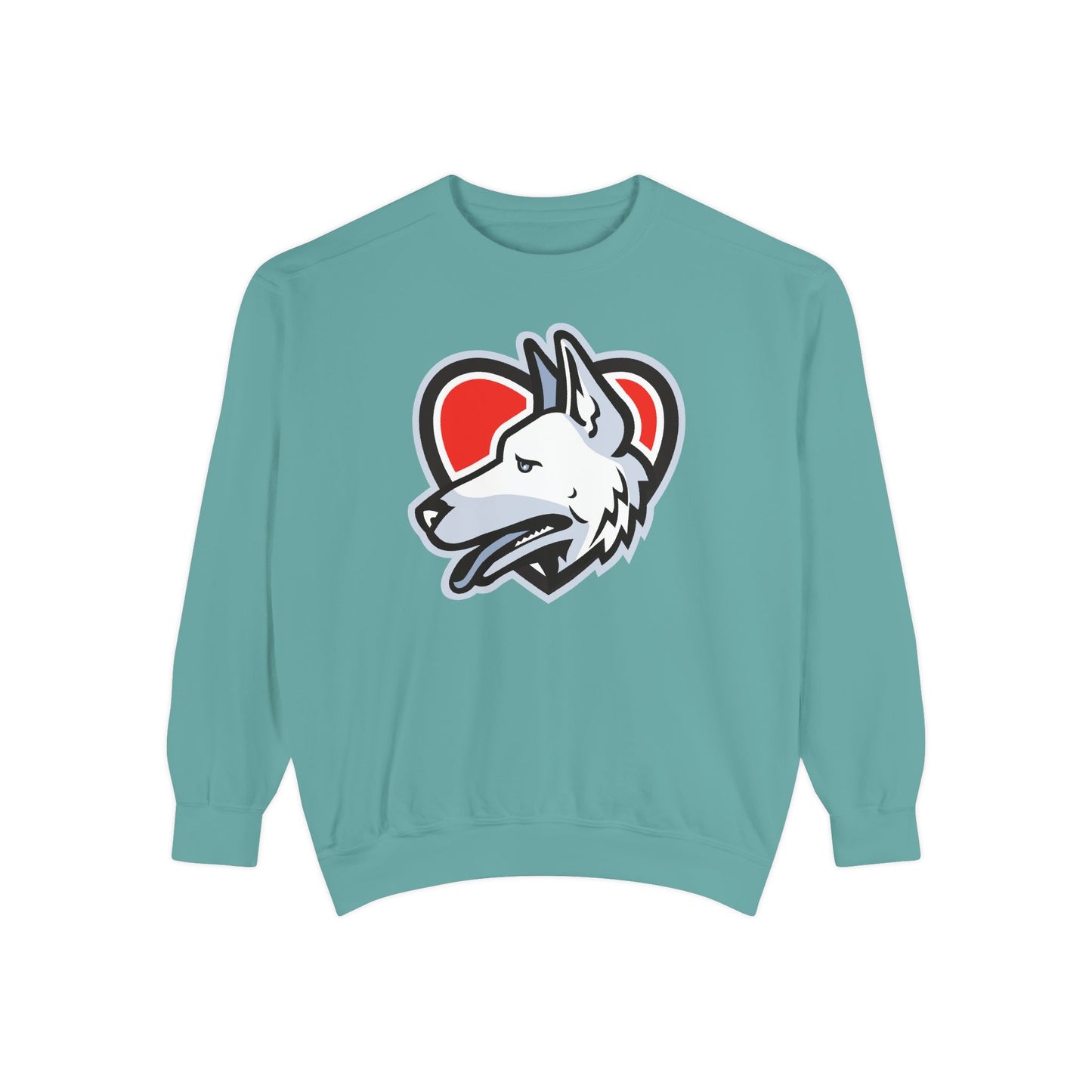 Unisex Dog Lover Sweatshirt With a Close Up Graphic of German Shepherd Placed Inside Red Heart
