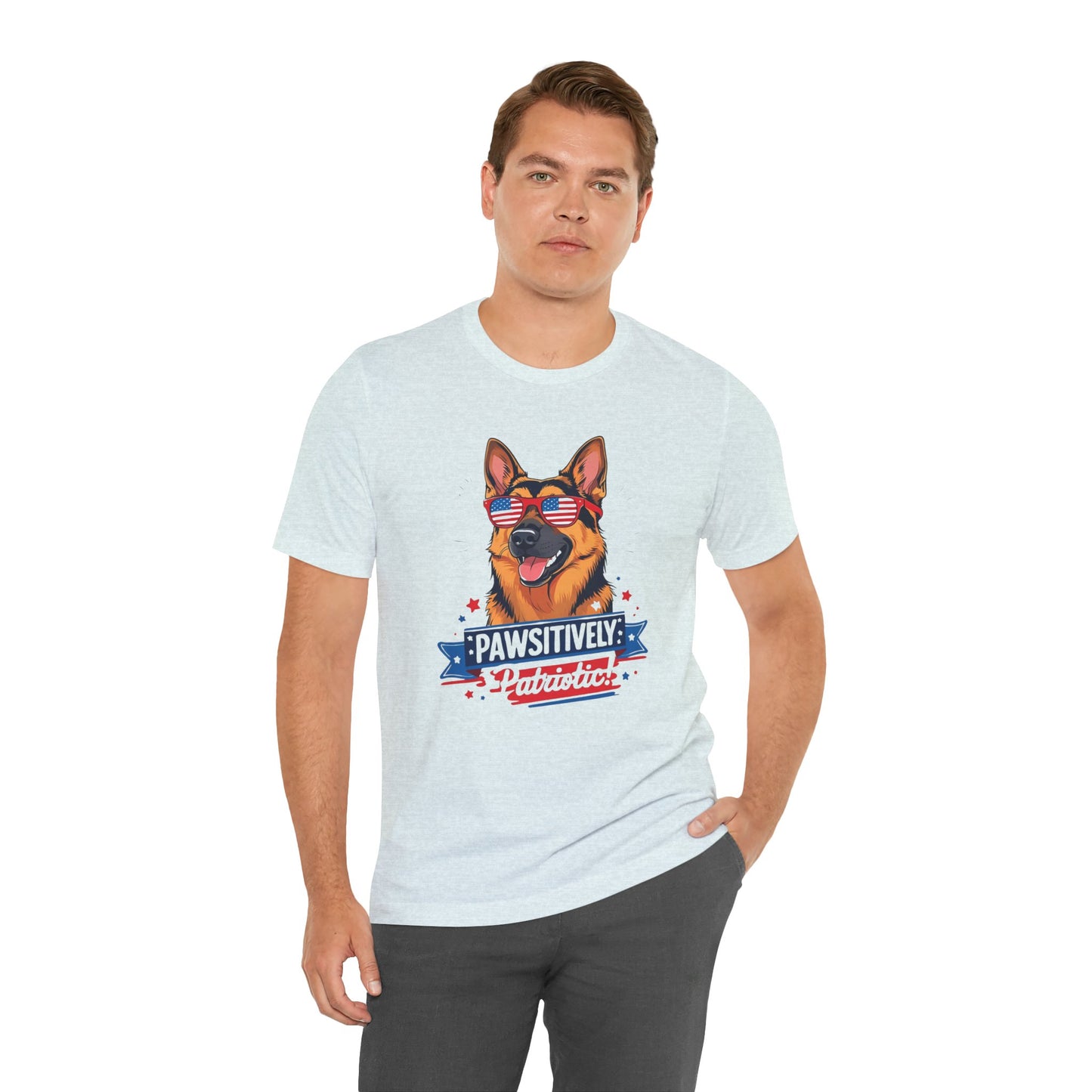 Pawsitively Patriotic German Shepherd Dog Tee, Unisex T-Shirt, Perfect for Summer Celebrations, Pet Lovers Gift, 4th of July Apparel