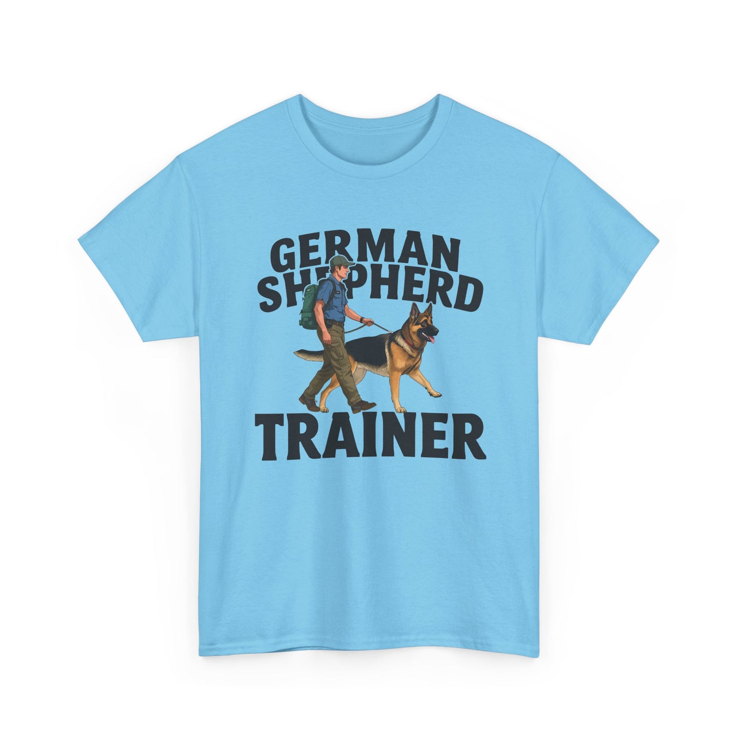 German Shepherd Trainer Tee - Man Holding a German Shepherd | Dog Lover Gift