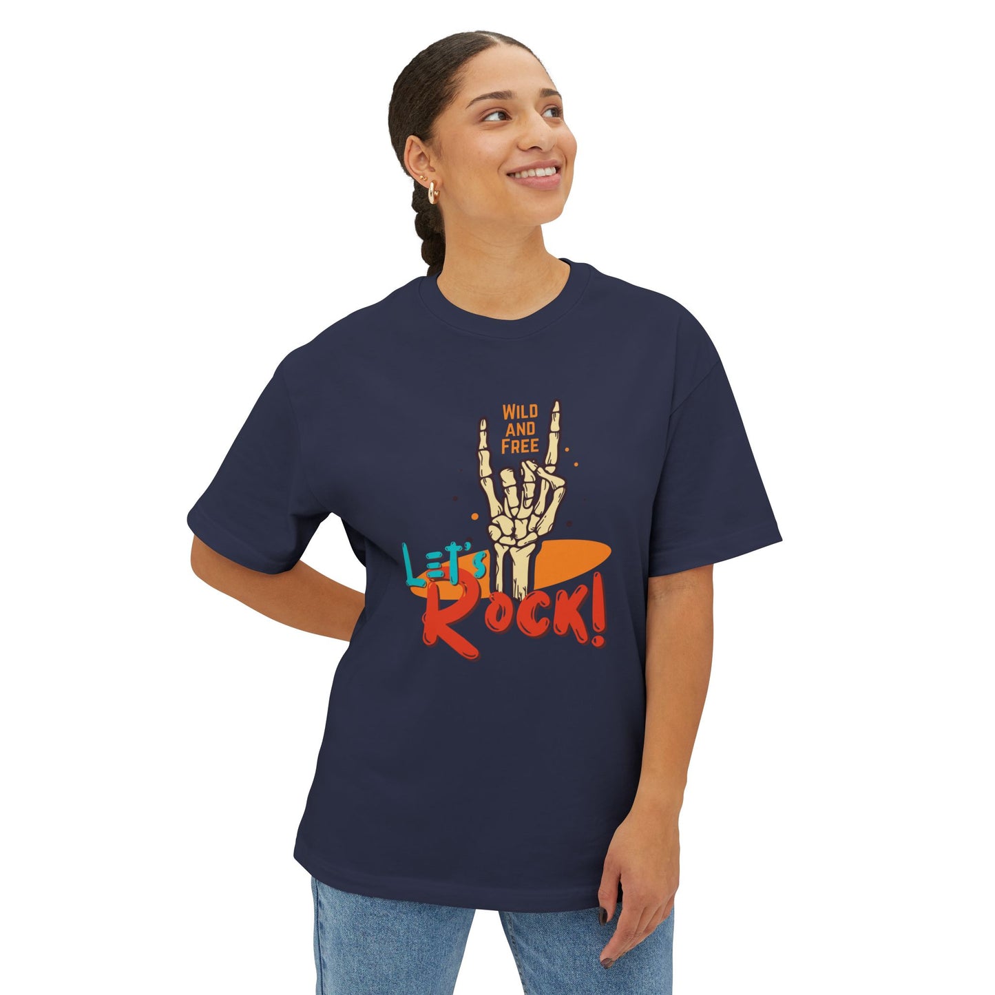 Let's Rock Unisex Oversized Tee - Wild & Free Graphic Shirt, Casual Tee, Music Lover Gift, Festival Wear, Summer Style