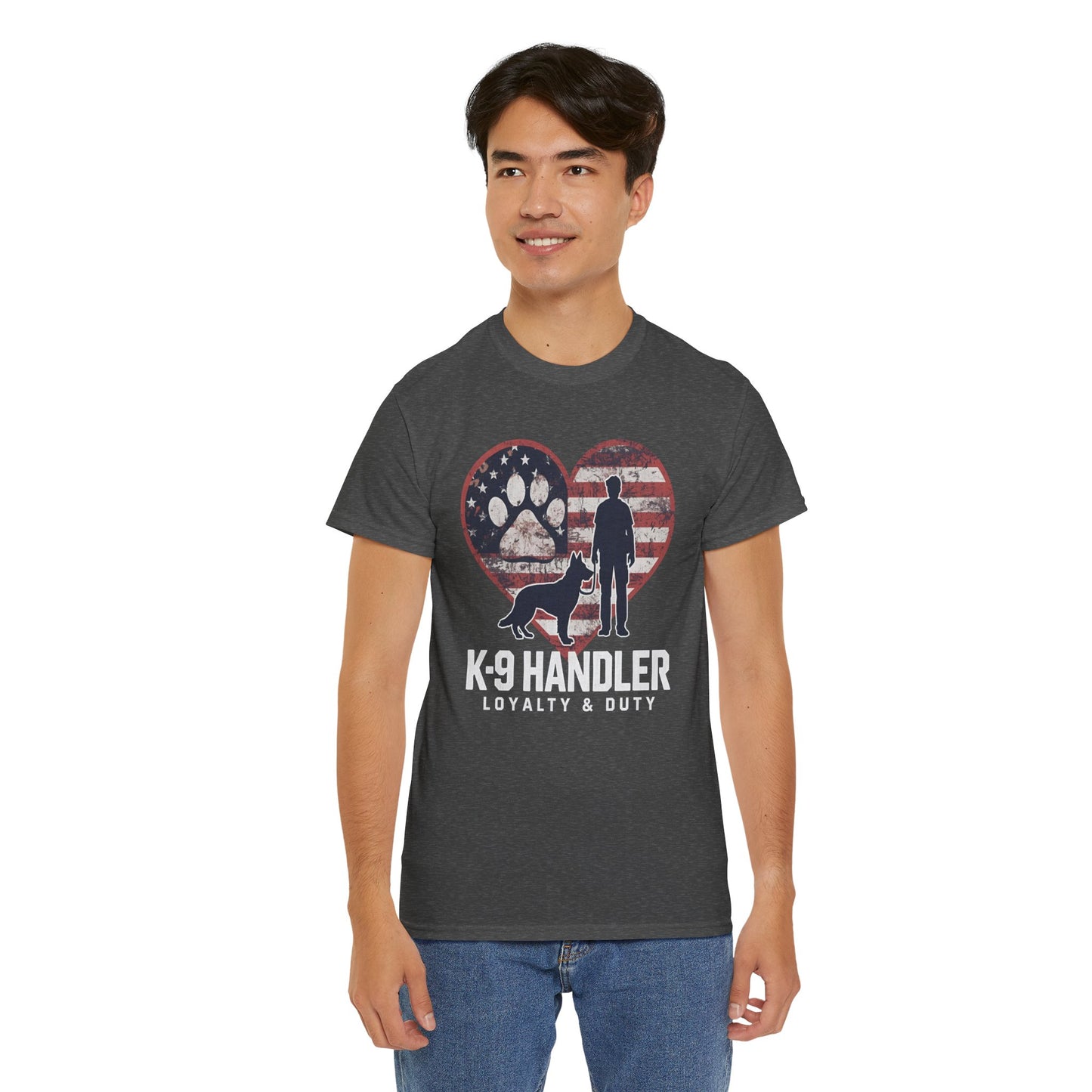 K-9 Handler Heart Tee | Loyalty & Duty T-Shirt | Dog Lover Gift, Police Support Shirt