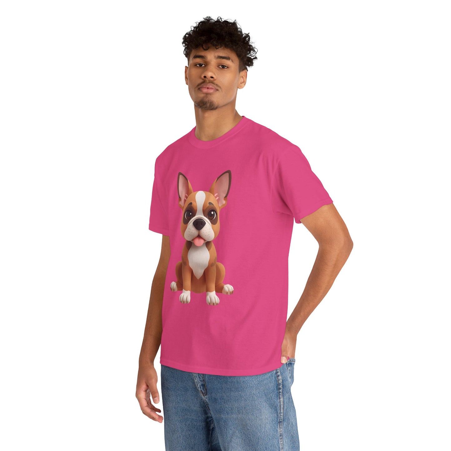 Cute 3D French Bulldog T-Shirt Unisex Heavy Cotton Tee, Dog Lover Gift