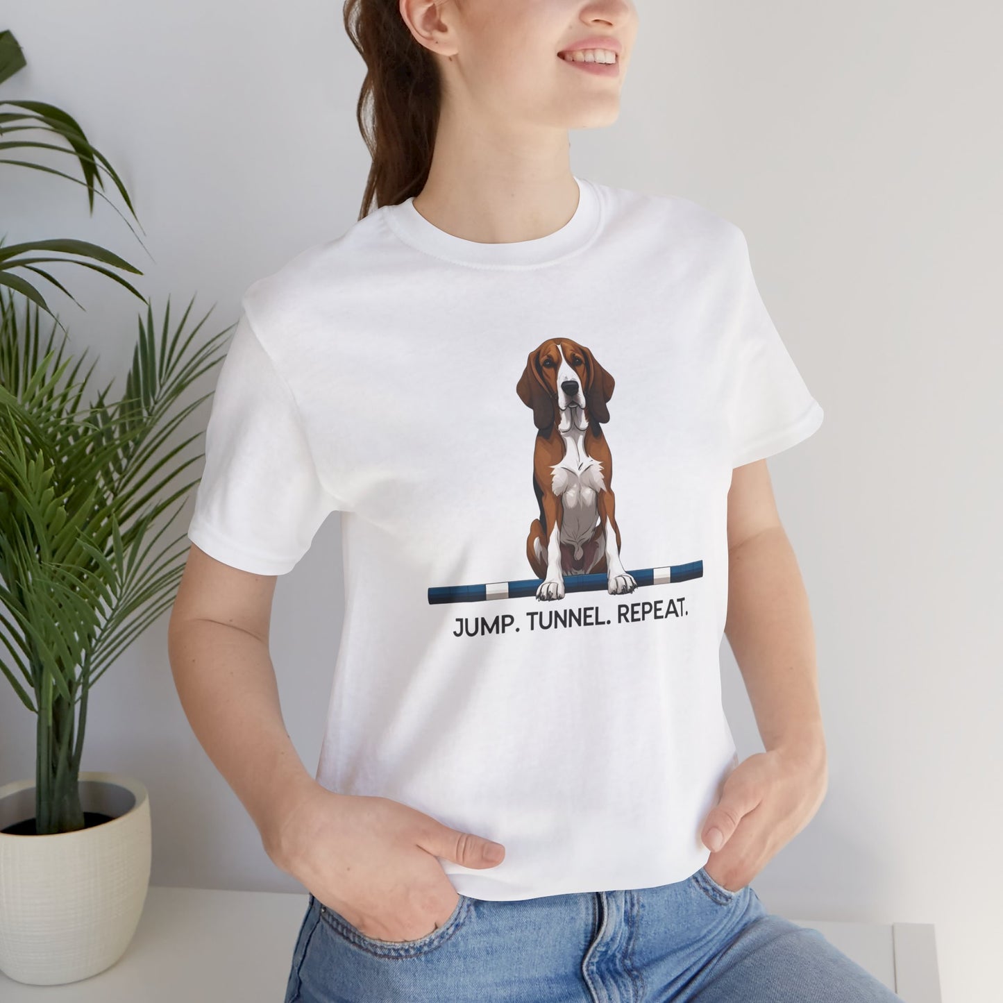 Dog Agility Tee, Fun Pet Lover Shirt, Jump Tunnel Repeat T-Shirt, Dog Enthusiast Apparel, Gift for Dog Owners