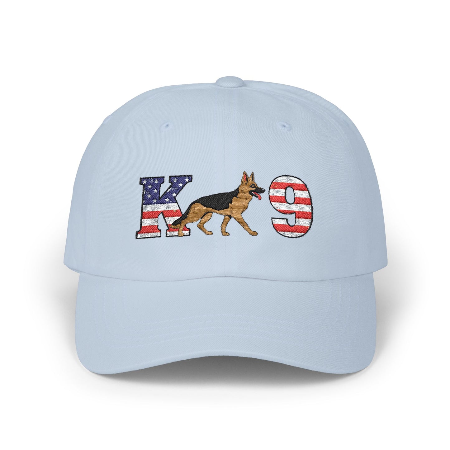 Patriotic K9 German Shepherd Dad Cap - USA Flag Design on K and 9 | Adjustable Baseball Hat | Gift for Dog Lovers