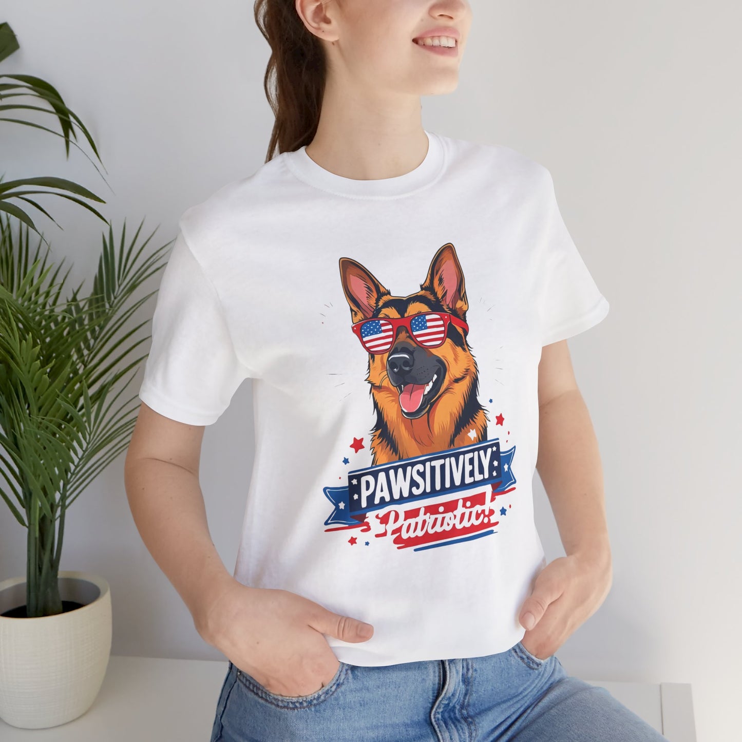 Pawsitively Patriotic German Shepherd Dog Tee, Unisex T-Shirt, Perfect for Summer Celebrations, Pet Lovers Gift, 4th of July Apparel