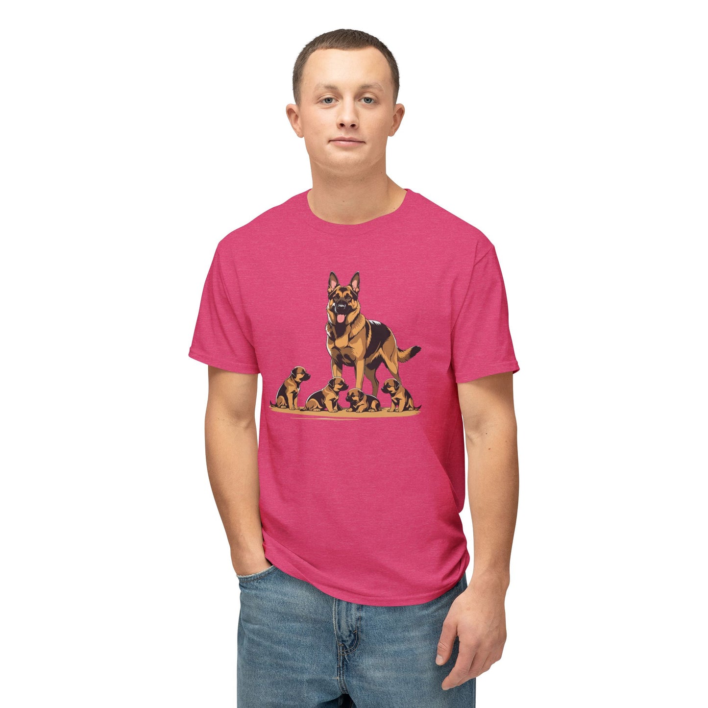 Adorable German Shepherd Family T-Shirt | Dog Lover Gift, Pet Owners Tee, Animal Lovers Apparel, Cute Canine Shirt, Father's Day Gift