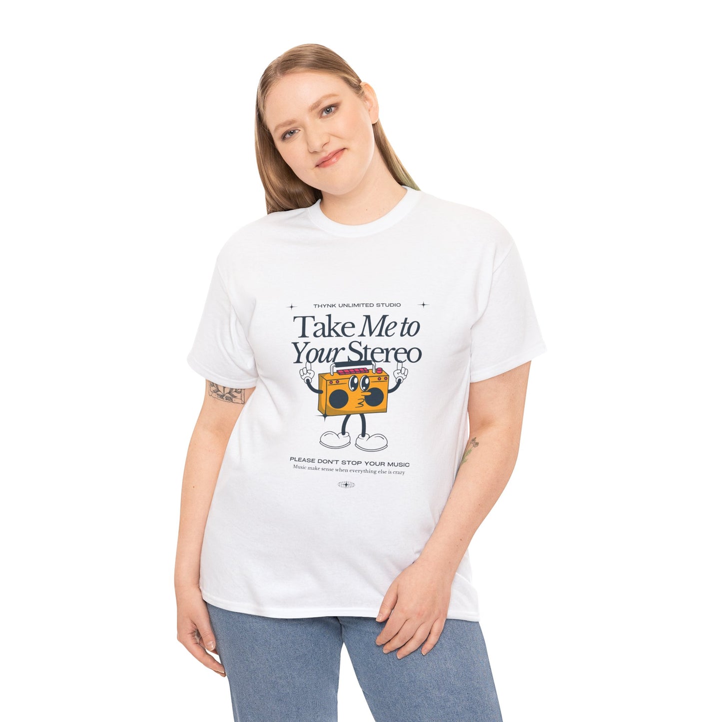 Retro Music Lover Tee - Take Me To Your Stereo, Vintage Style Shirt, Graphic T-Shirt, Unisex Cotton Top, Perfect Gift for Musicians, Summer Outfit