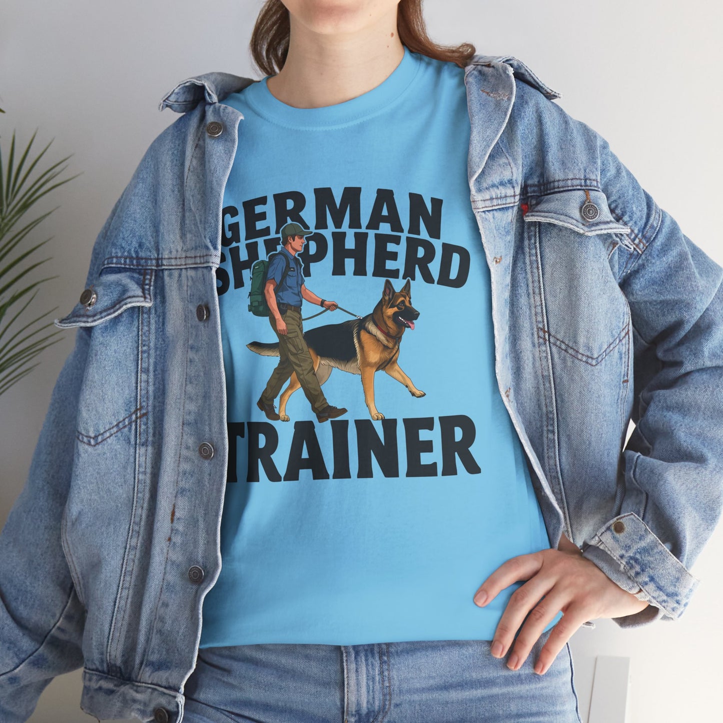German Shepherd Trainer Tee - Man Holding a German Shepherd | Dog Lover Gift