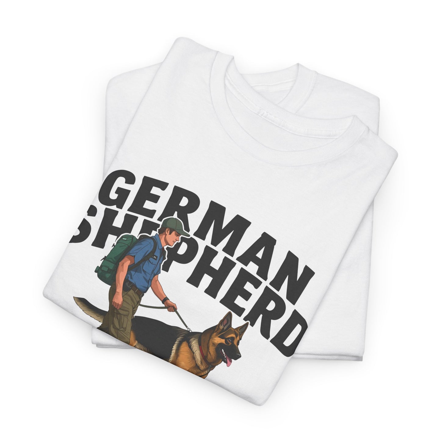 German Shepherd Trainer Tee - Man Holding a German Shepherd | Dog Lover Gift