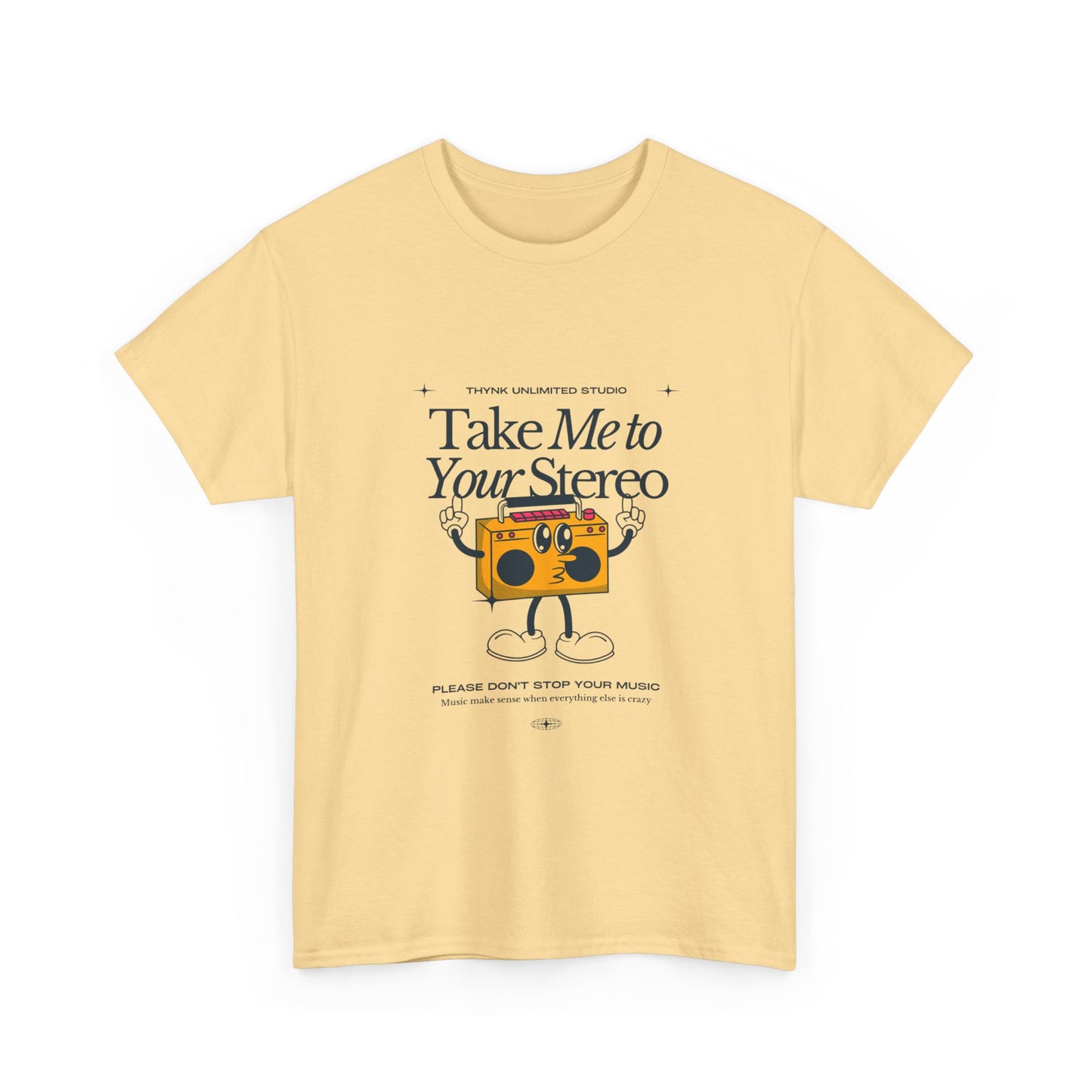 Retro Music Lover Tee - Take Me To Your Stereo, Vintage Style Shirt, Graphic T-Shirt, Unisex Cotton Top, Perfect Gift for Musicians, Summer Outfit